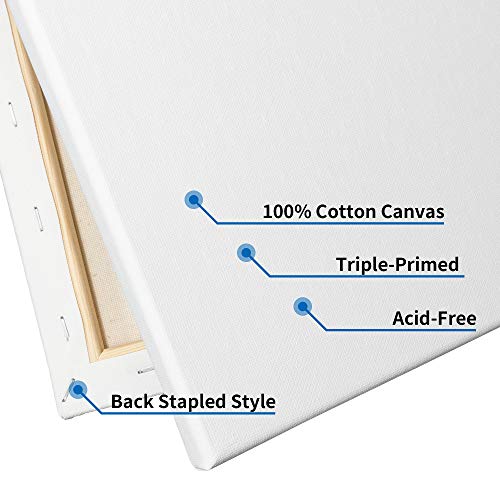 Image of FIXSMITH Stretched White Blank Canvas- 5x7 Inch,6 Pack,Primed,100% Cotton,5 /8 Inch Profile of Economy Value Pack for Acrylics,Oils & Other Painting Media.