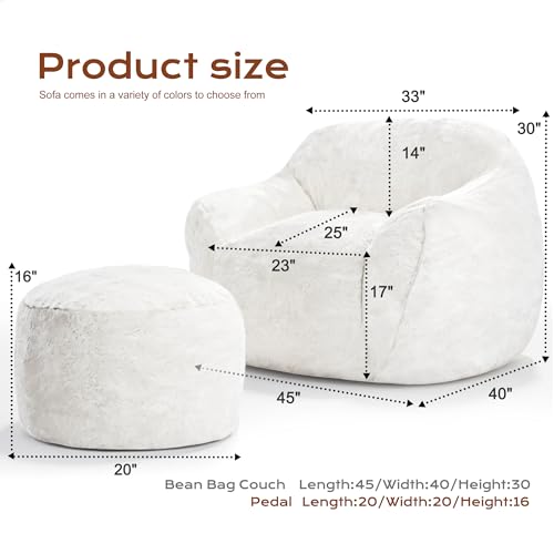 Image of Homguava Giant Bean Bag Chairs for Adults,Large Bean Bag Couch with Ottoman