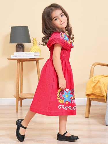 Image of Mexican Dress for Girls Traditional Vestidos Mexicanos Cinco de Mayo Embroidered Dresser Toddler Kids