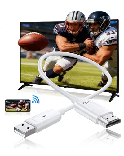 Wireless HDMI Display Adapter, Wireless HDMI Cable for AirPlay/Miracast to 1080P HDTV Big Screen Mirroring Dongle Adapter Receiver Only Design, for MacOS/iOS/Android/Windows, No App/Wi-Fi/Bluetooth