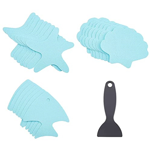 Antideslizantes SUPERFINDINGS 24 Pieza 3 Estilos Adhesivos de Plástico Antideslizantes para Bañera Pegatinas de Color Azul Cielo con...