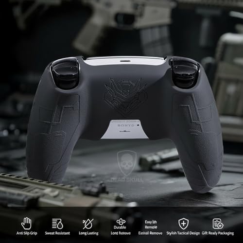 Image of DEADSKULL Tactical Silicone Controller Skin with 2 Thumb Grip Caps, 4 Joystick Rings & Sticker, Anti-Slip Protective Cover Compatible with PlayStation 5 Controller, DualSense Wireless Controller