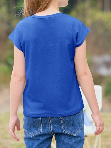 Image of Imily Bela Girls Short Sleeve T Shirts Crew Neck Cap Sleeve Tank Tops Casual Loose Summer Shirt Kids 5-14 Years
