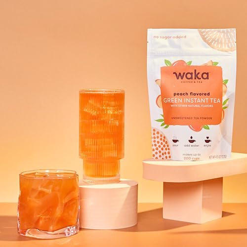 Waka Quality Instant Tea — Unsweetened 3 Bag Tea Combo — 100% Tea Leaves — Green, Peach Flavored, Raspberry Flavored, 4.5 Oz Per Bag #TOP5