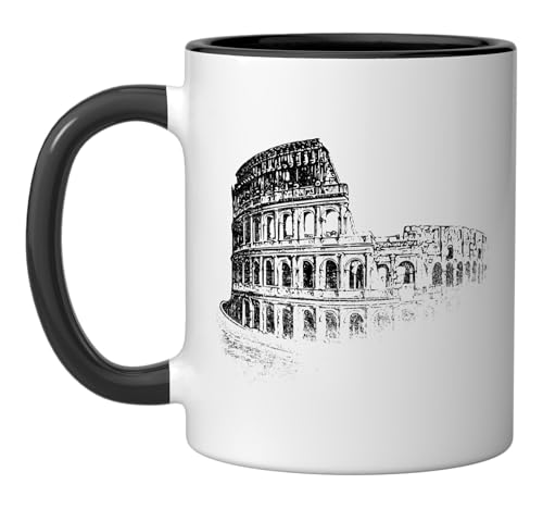 Rome Colosseum Roma Rome Italy Italia Fan Amphitheatre Rome Ceramic Mug, Black/White