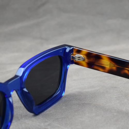 Image of Retro Fashion Thick Acetate Polarized Sunglasses Trendy Square Men Womens Black Grey Shades Vintage