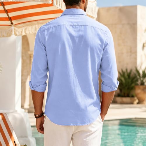 Men Long Sleeve Button Down Shirt Fall Dress Shirts Relaxed Fit Daily Top - image 3