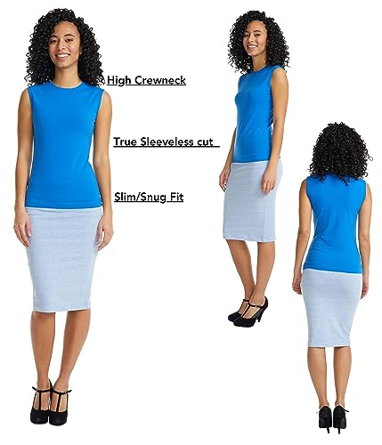 Image of ESTEEZ Women's Sleeveless Fitted Tank Top - Stretch Cotton Blend, Layering Essential