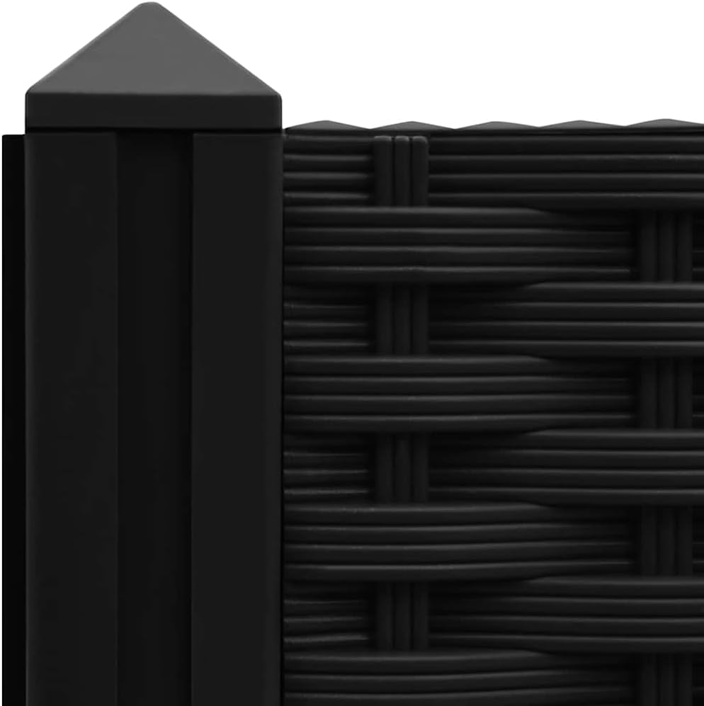 vidaXL Planter, Raised Flower Bed with Rattan Look, Plant Box, Outdoor Planter for Patio Backyard Garden Balcony Vegetables Herbs, Black Polypropylene