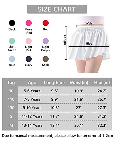 Booph Girls Flowy Shorts Athletic Butterfly Shorts Girls With Inner Pockets For Running Tennis White 11-12Y #TOP6
