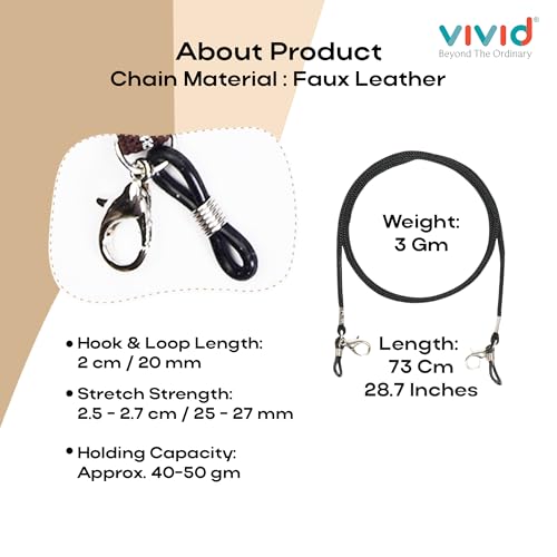 Image of Unisex Spec Holder Hook & Loop Anit Slip Eyewear Lanyard Faux Leather Chain