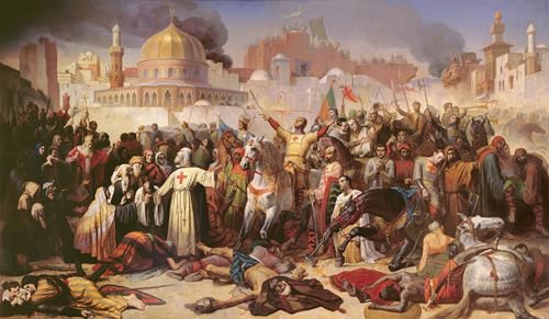 Tableaux peinture sur toile Prise de Jérusalem décoration murale chambre 60x90cm
