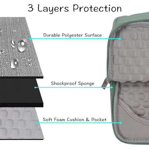 Image of MOSISO Laptop Case 16 inch, 15-15.6 inch Laptop Sleeve with Handle Compatible with MacBook Pro 16 inch, HP, Acer, Dell, Lenovo, ASUS Notebook, Polyester Multifunctional Computer Bag, Antique Green