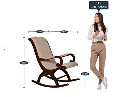 Image of CRAFTCITY | Solid Wood Rocking Chair for Deck, Reading, Sun Lounging, Rest, Bedside, Leisure, Pregnant Women - Backrest Recliner for Bedroom and Living Room