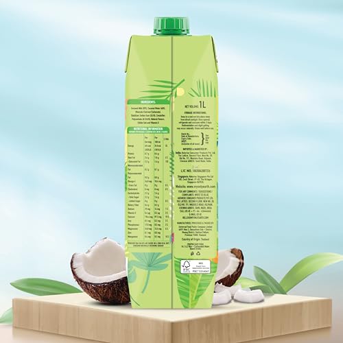 Image of Only Earth Coconut Drink | Best for Coffee, Tea, Cereals, Shakes or As Is | 40% Coconut Water + 59% Coconut Milk | Dairy Free | Unsweetened | Plant-Based | Source of Calcium | Preservatives Free | No Added Sugar | No Trans-Fat | Thai Coconuts (Pack of 12)