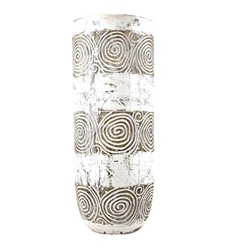 Coco Papaya Portaombrelli o vaso in legno, 50 cm, motivo a spirale, colore: marrone cerusato, bianco