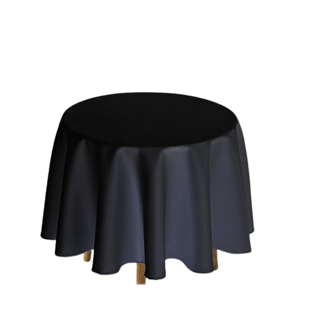 Urby 72'' Black Round Tablecloth for 2-3ft Round Cocktail Table or Coffee Table, Mantel Redondo Para Mesa De 4 Sillas