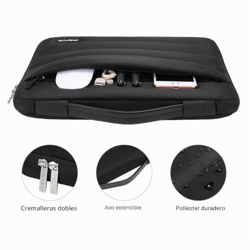 Funda MacBook Air 15 negra con protector de pantalla y bolsa puffy para modelos M2 a M5 4