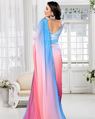 Image of Avantika Fashion Women's Amazing Plain Georgette Saree With Blouse Piece