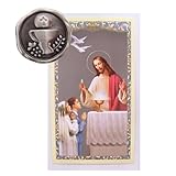 First Communion Pocket Token with Prayer Card, Sacramental Accessory, Religious Gift, 1 Inch