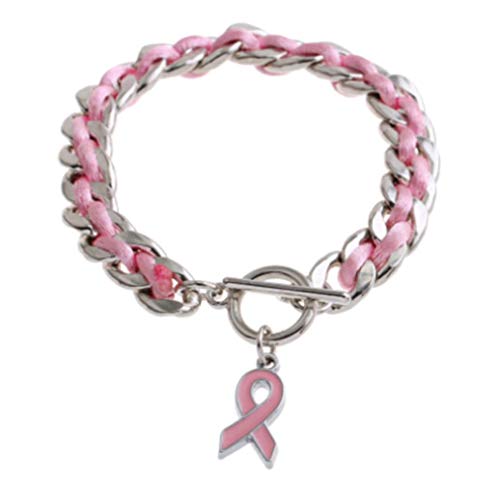 yuangong 2017 Cáncer de Pecho Antiguo Reconocimiento Rosa Cinta Charm Mano Tejido Rosa Pulsera - Hybx2676