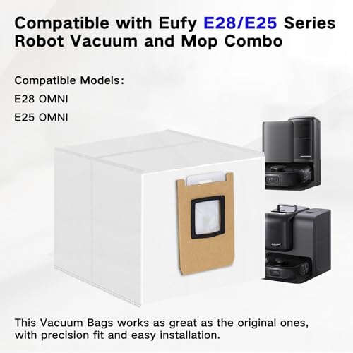 Image of 18 Pack E25 Replacement Vacuum Bags Compatible with Eufy E25 Omni /E28 Omni /C28 Omni Clean Base Automatic Dirt Disposal Bags