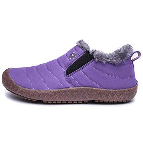 CrazycatZ Damen Herren Warm Gefüttert Boots Schneestiefel Winterstiefel Trekking Winterschuhe (46 EU, Purple) Cover