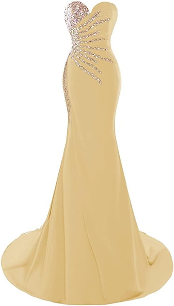 Women's Sweetheart Rhinestones Long Mermaid Prom Evening Dresses Formal Gowns