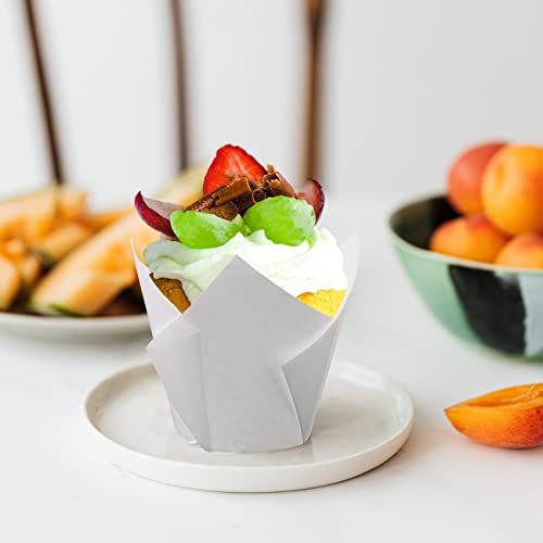 200Pcs Tulip Cupcake Liners, Brand Name Standard Greaseproof Paper Baking Cups Muffin Liners Holders Perfect For Bridal Showers, Baby Showers, Birthday Parties, Banquets, And Catering Events (White) #TOP3