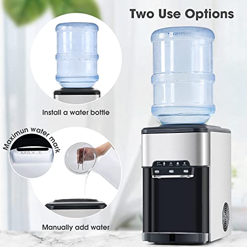 Fabricadora de hielo portátil para mostrador con dispensador de agua fría y caliente, hace hielo en 6 minutos, carga superior o sin botella miniatura 5