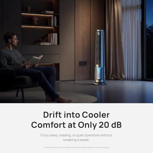 Image of DREO TurboCool Misting Fan 765S, 10F Cooling, 34ft /s Fast Standing Fan, Tower Fans that Blow Cold Air, 20 dB Quiet DC Motor, 6L Tank, 90 Smart Oscillating Fan with 12 Speeds, 4 Modes for Home, Grey