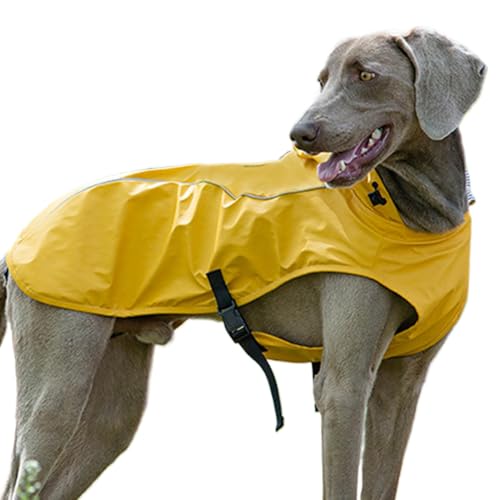 SVCEQZE 子犬レインコート、犬のレインジャケットフード付き,反射的なストリップ付きの防水犬のスリッカーポンチョ - ペットレインジャケットマント、中型犬用および大型犬用の調整可能なバックル
