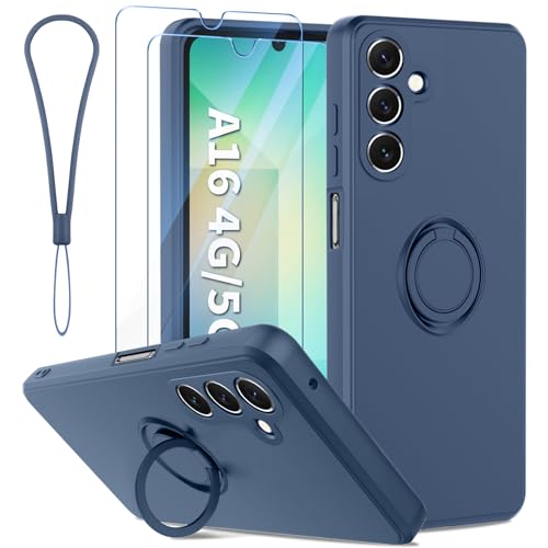Qasyfanc Coque Protection Caméra Compatible avec Samsung Galaxy A16 5G/4G avec Support de Bague et 2 Pièces Verre Trempé, Housse de Haute Qualité Silicone...