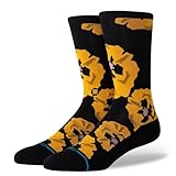 stance poppyland - calzini con motivo floreale, colore: nero/giallo, nero , m