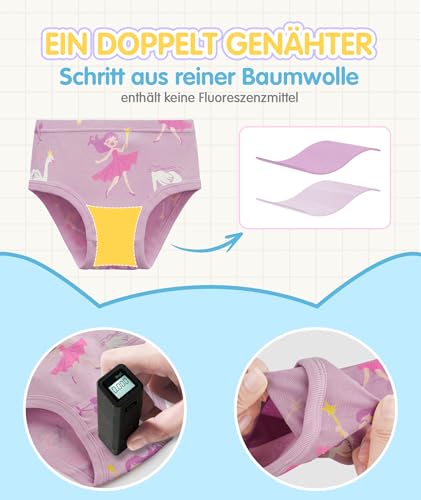 SIMIYA Unterhosen Mädchen aus Baumwolle Bequeme Unterwäsche Mädchen, Atmungsaktive Schlüpfer Mädchen für Kinder 9er Pack(ColorA,6-7 Jahre)