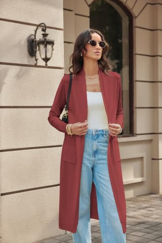 Image of GRACE KARIN Essential Solid Open Front Maxi Long Knitted Cardigan Sweater for Women