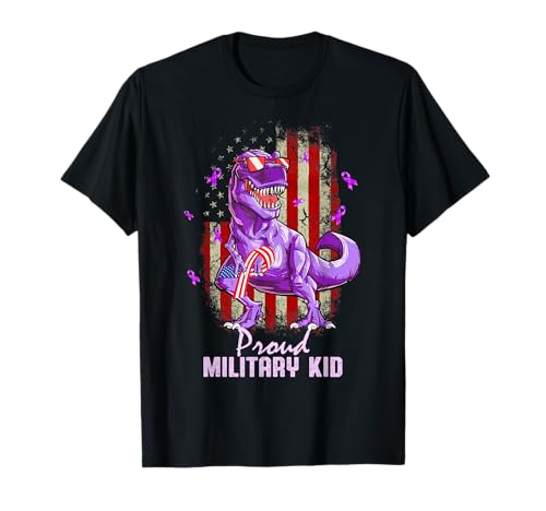 Purple up for military Kids T rex Dinosaur Proud Army Kids Camiseta