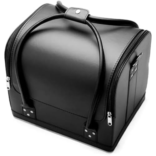 「FLYKING」メイクボックス 大容量 プロ仕様 持ち運びやすく、メイクしやすい、化粧品収納ボックス 鍵付き puレザー 化粧箱 大容量、コスメボックス 3段トレイ 化粧箱 化粧ボックス コスメ収納 メイク道具 (G)