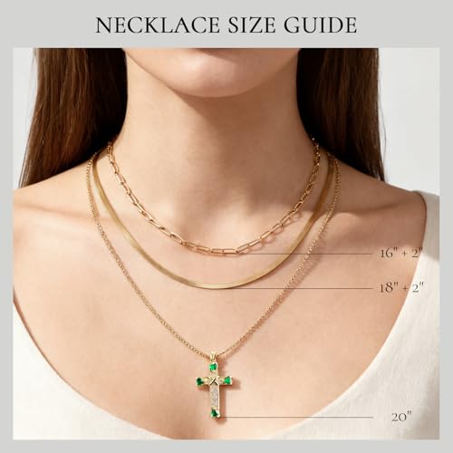 JZZ Gold Layered Cross Necklaces for Women, Dainty Stackable 14K Gold Plated Chain Set with Cross Pendant, Faith Jewelry Gift for Her - image 8