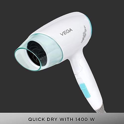 Vega Insta Look 1400 Watts Foldable Hair Dryer for Women with Automatic Cut-Off, Cool Shot Button & 3 Heat/Speed Settings, Foldable Handle with Non Slip Grip Handle, (VHDH-23) - Image 3