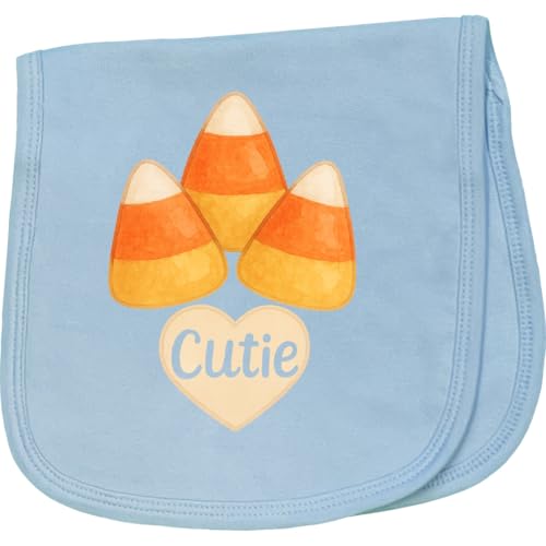 inktastic Cute Candy Corn Heart Halloween Cutie Baby Burp Cloth Light Blue 46d33