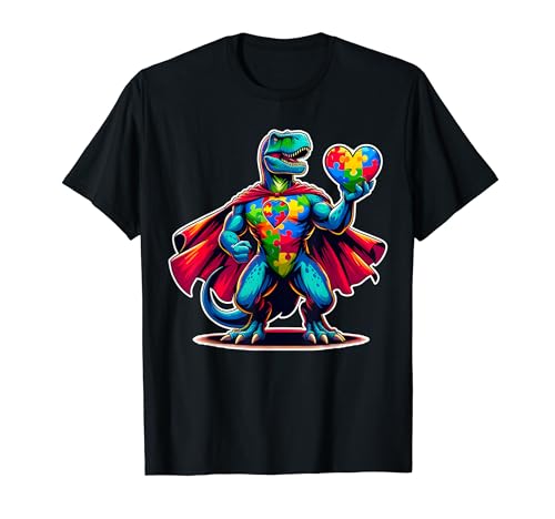 Kids Trex Dino I Am A Warrior Toddler Boys Autism Awareness T-Shirt