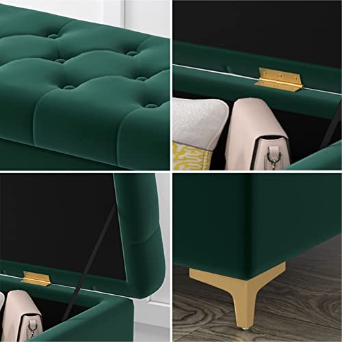 Banc de rangement ottoman coffre velours marron bout de lit - 8