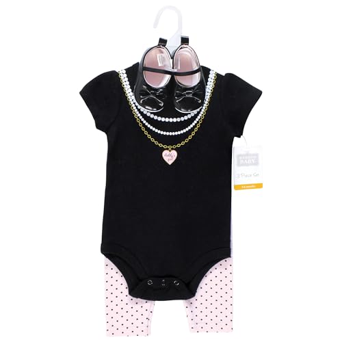 Image of Hudson Baby Unisex Baby Cotton Bodysuit, Pant and Shoe Set