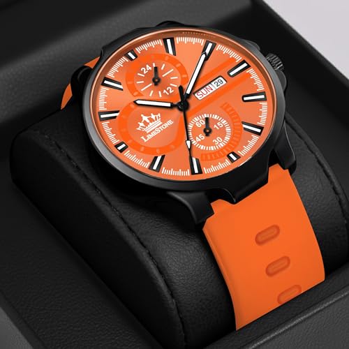 Image of LIMESTONE Men's Analog Quartz Watch with Day & Date Display, Leather /Silicone Strap - Casual & Formal Wrist Watch for Men