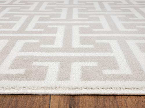 Abani Contemporary 3D Beige & White Geometric Area Rug - Modern 7'9" X 10'2" Arto Collection Neutral Rug Rugs #TOP5