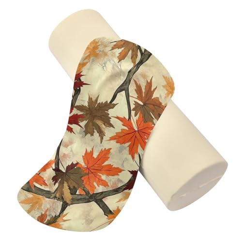 Coussin rond rétro feuilles d'érable pour décorer un fauteuil de salon