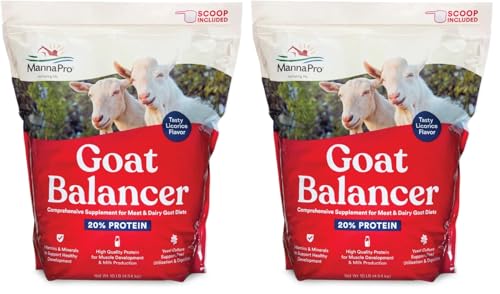 Manna Pro Goat Balancer - Comprehensive Supplement for Meat & Dairy Goats - Boost & Balance All Types of Goat Diets - 10 Pounds (Pack of 2)