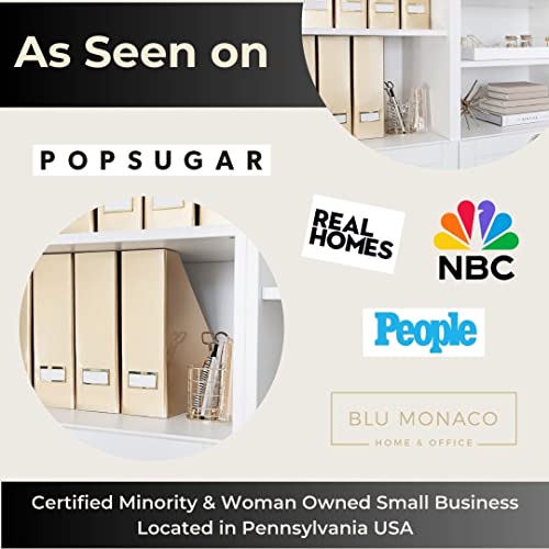 Blu Monaco Set Of 4 Foldable Gold Magazine File Holders With Gold Label Holders - Stylish And Durable Magazine Storage For Desk, Shelves, And Classroom Organization - Gold Desktop Office Supplies #TOP2