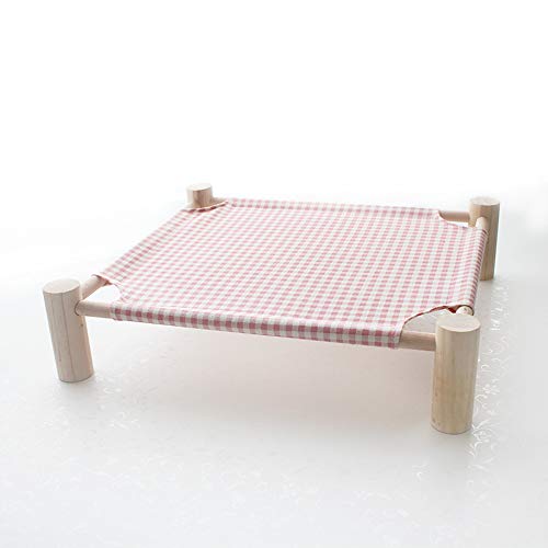 Np Elevated Small Size Pet Cot, Portable Raised Dog And Cat Bed, Disassembled And Assemble,Use Nature Wood And Washable Cotton Cloth，For Pets Under 40Ibs19 X 21 X 5 Inches (Pink And White) #TOP26